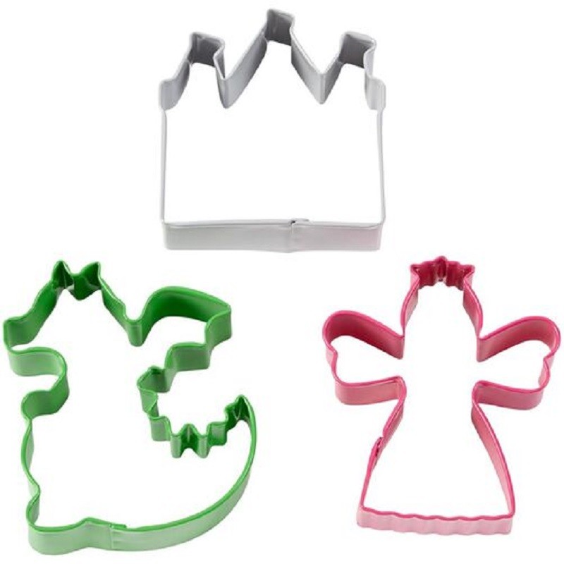 Fairy tale castle dragon and princess cookie cutter set 3