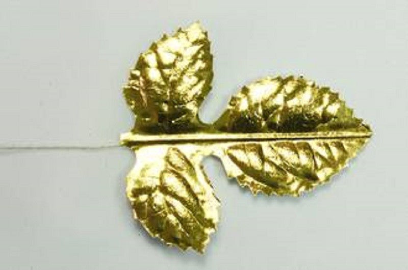 Gold 3 frond leaf Wired bundle of 50 2 inch 5 cm
