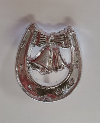 Silver 30mm Horseshoe with Bell plastic cake topper decoration