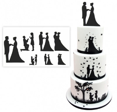 Wedding silhouette patchwork cutter set bride and groom