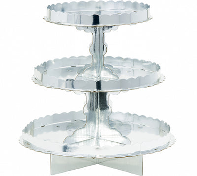 3 TIER CUPCAKE TREAT STAND Silver