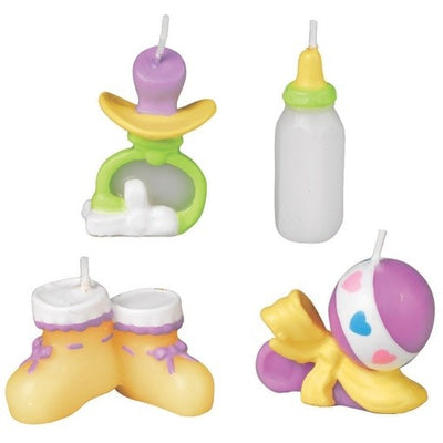 Baby things set 4 candles (dummy booties bottle rattle)