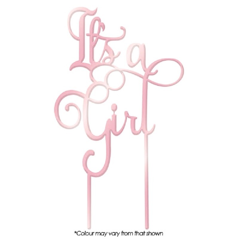 Its a Girl Rose pink Mirror acrylic topper