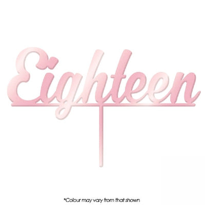 Number Eighteen PINK ROSE MIRROR ACRYLIC CAKE TOPPER PICK