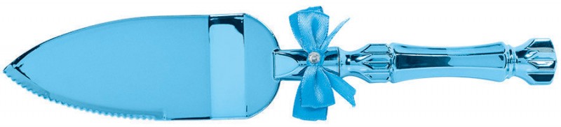 CAKE SERVER BLUE ELECTROPLATED PLASTIC With BOW and GEM