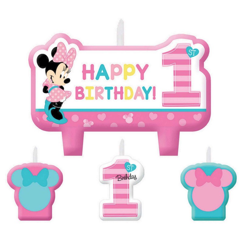 Minnie Mouse 1st Birthday candle kit set of 4