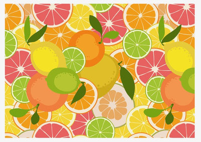 A4 Edible icing image Citrus fruits pattern