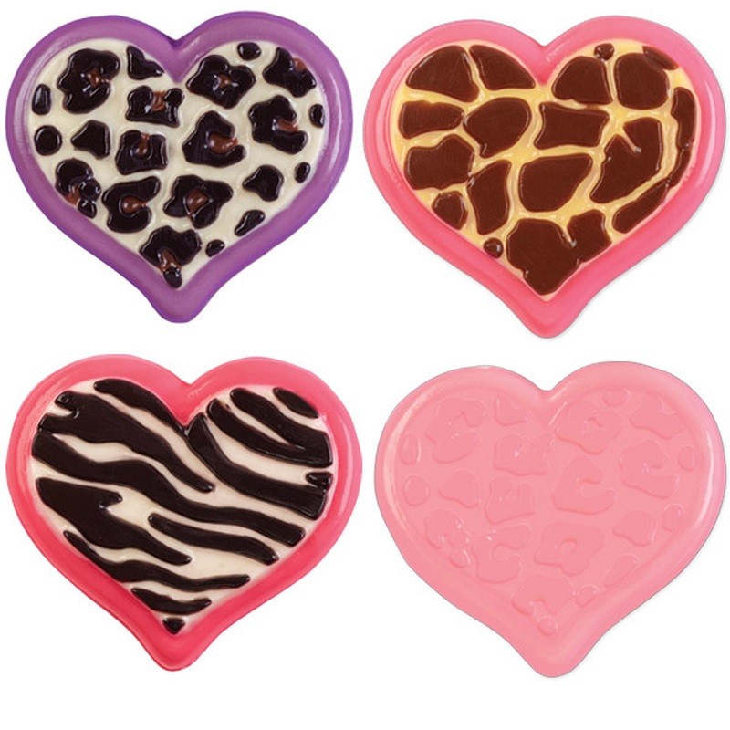 Heart shape with animal print chocolate mould
