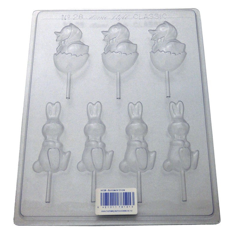 Easter bunnies and chicks lollipop chocolate mould