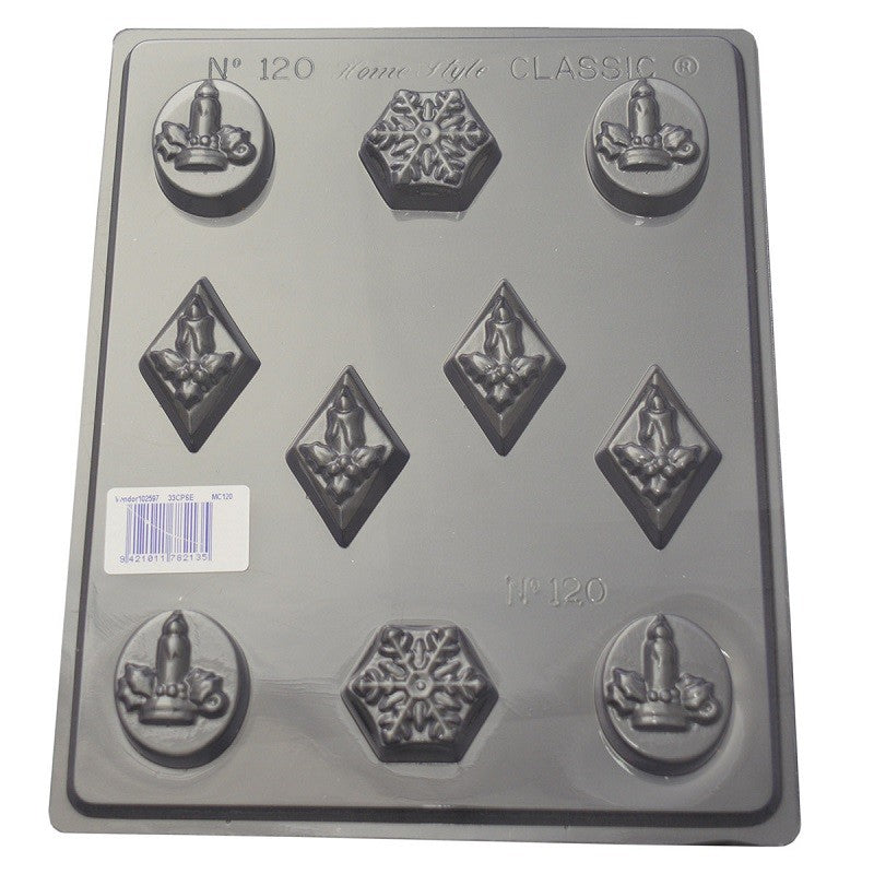 Christmas candles and snowflakes chocolate mould