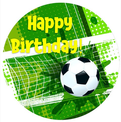 Edible icing image Soccer Happy Birthday