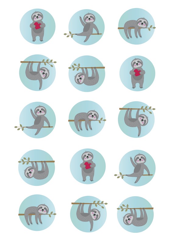 Design sheet edible image Sloth