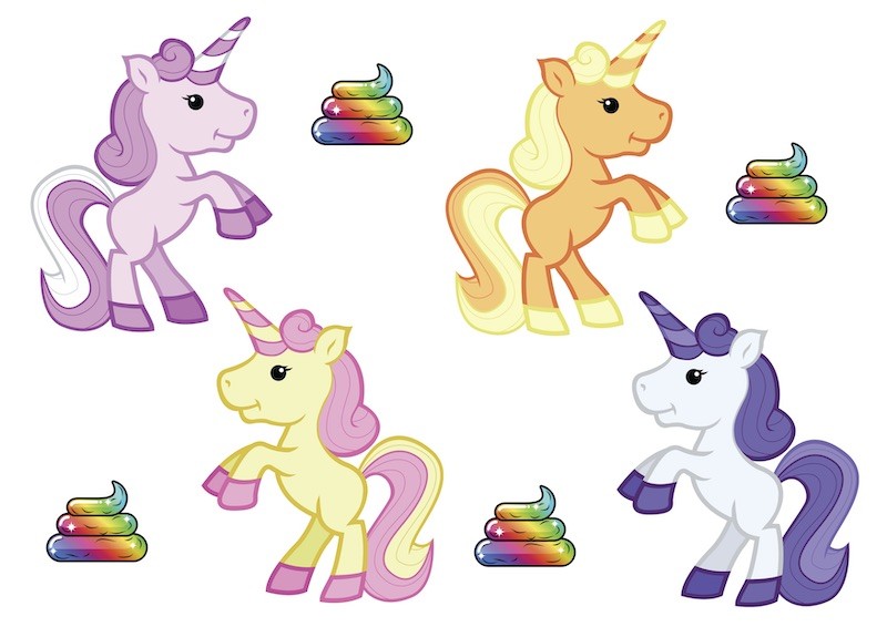 Character edible icing image sheet Unicorns and rainbow poop