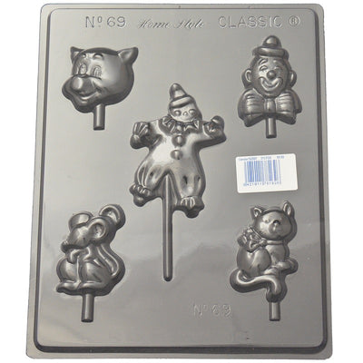 Clowns Pigs and Mouse lollipop circus fun chocolate mould
