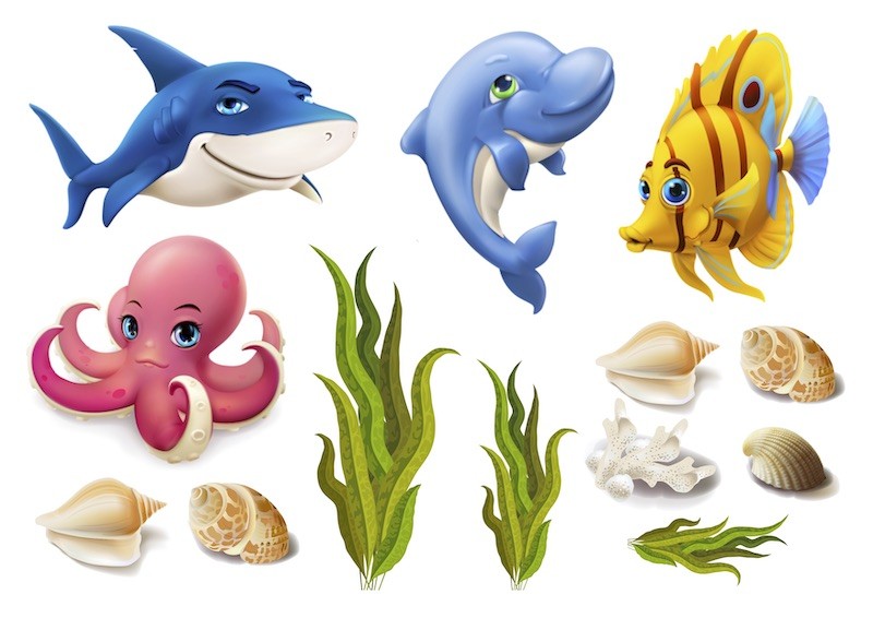 Character edible icing image sheet Under the sea creatures