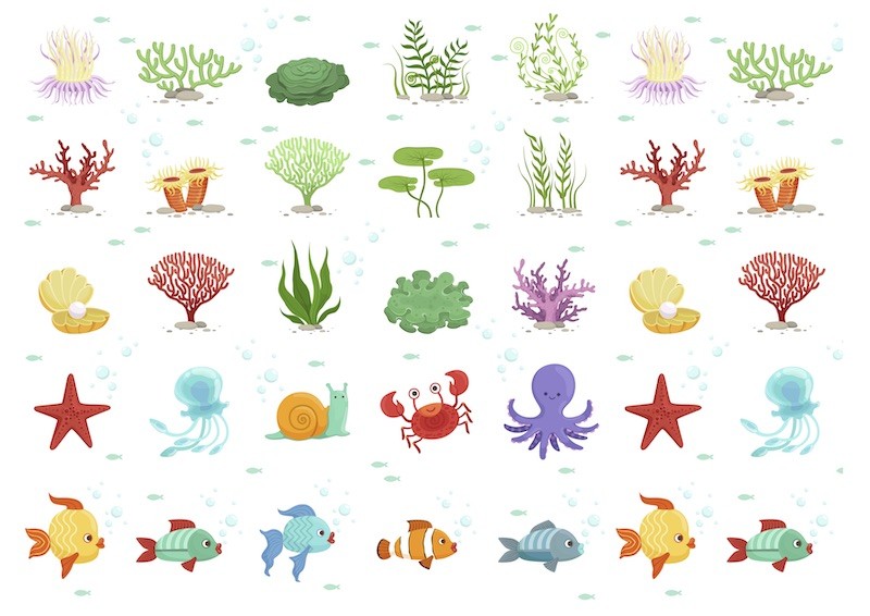 Character edible icing image sheet Marine Life sea creatures