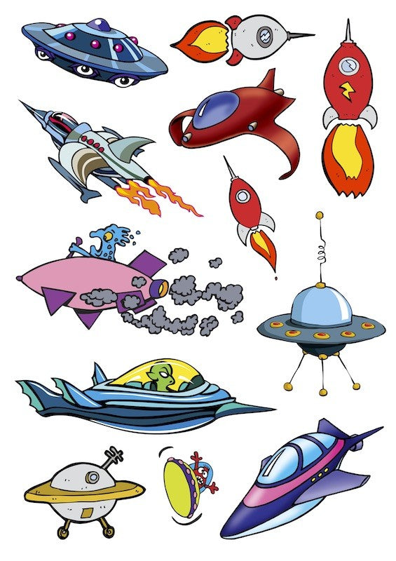 Character edible icing image sheet Outer space spaceships