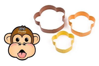 Nesting set of 3 monkey cookie cutters