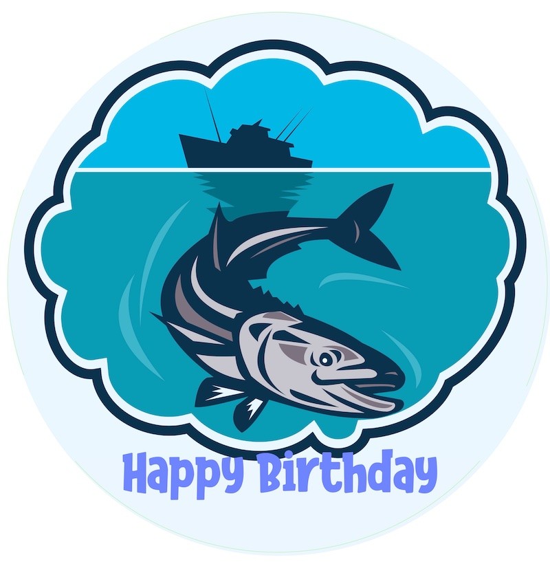 Edible icing image Kingfish Happy Birthday