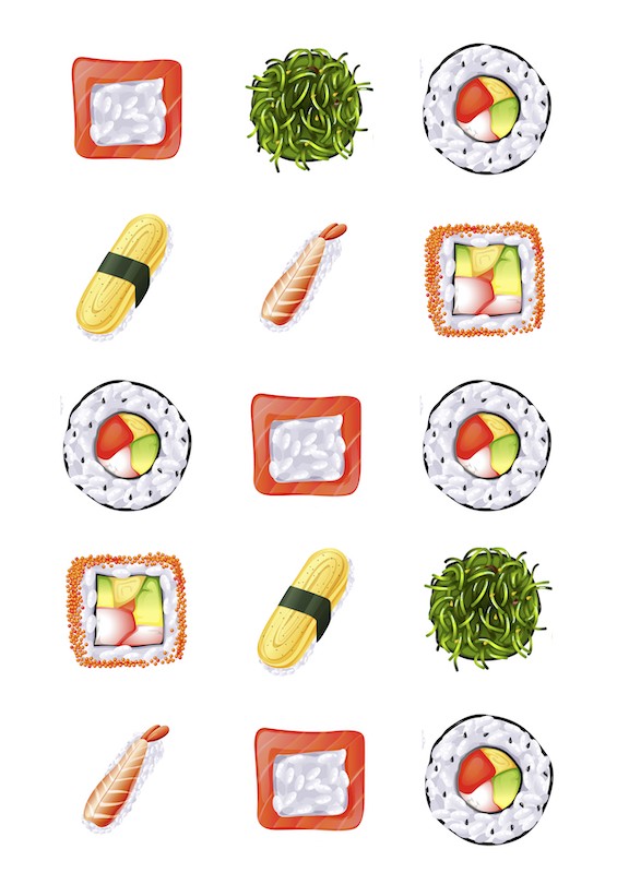 Design Sheet edible image Sushi