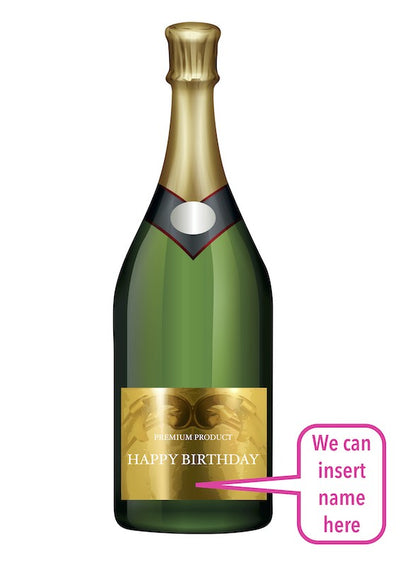 Custom edible icing image A4 Sparkling Wine Bubbly Bottle