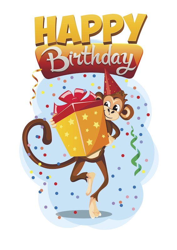 A4 Edible icing image Happy Birthday Monkey