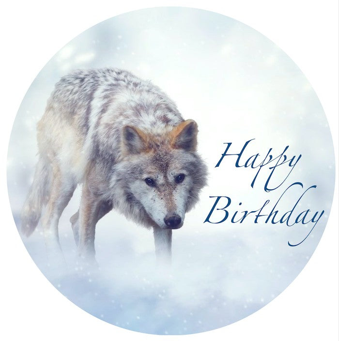 Edible icing image Happy Birthday Wolf