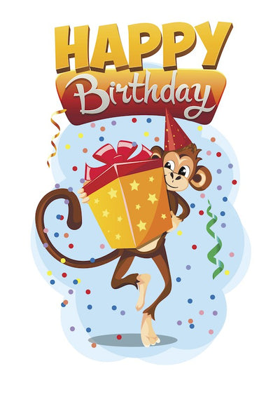 Edible icing image Happy Birthday Monkey