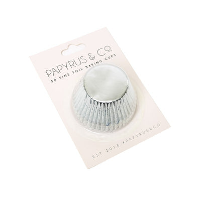 Foil baking cups silver 50mm x 35mm (50) cupcake papers