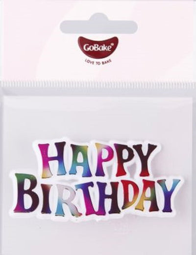 GoBake Happy Birthday Plaque Motto Rainbow