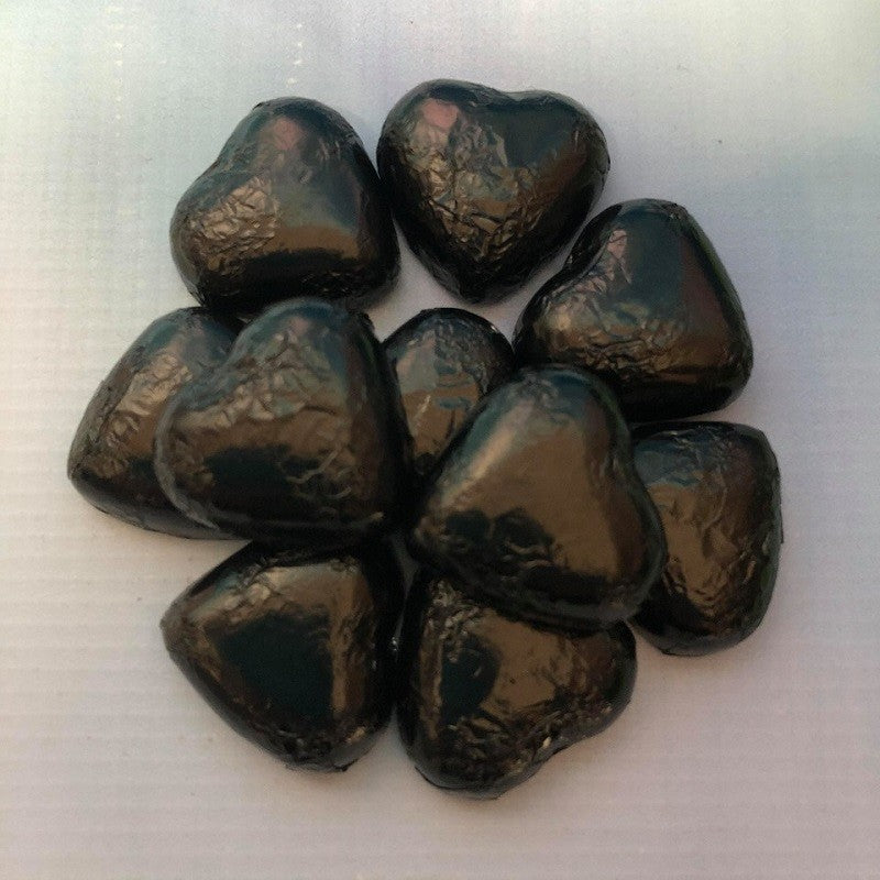 Foil covered chocolate hearts Black