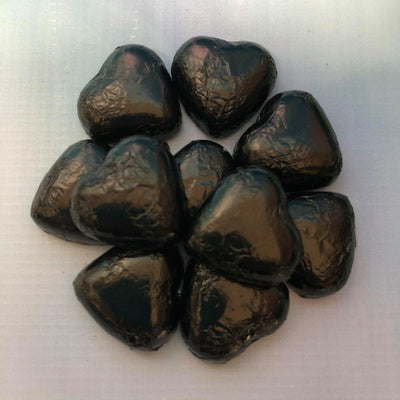 Foil covered chocolate hearts Black