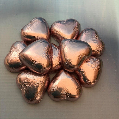 Foil covered chocolate hearts Rose Pink