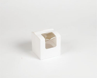 White cupcake box holds 1 with clear window