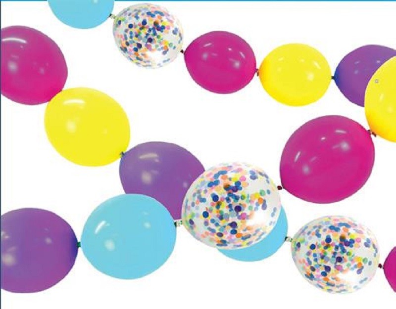 Balloon linking garland confetti and colours