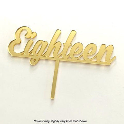 Number Eighteen Gold MIRROR ACRYLIC CAKE TOPPER PICK