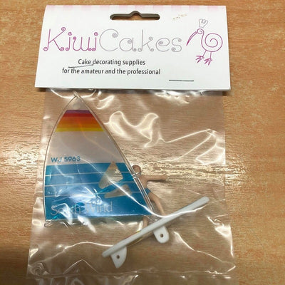 Windsurfer cake topper BLUE and white sail