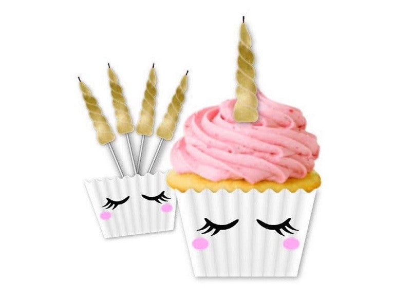 Unicorn cupcake paper kit with horn candles (5)