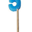 Alphabet or numeral candle on wooden pick NUMBER 5 Blue