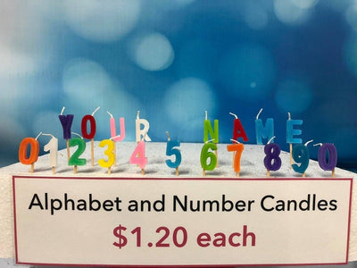 Alphabet or numeral candle on wooden pick NUMBER 7 Orange