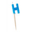 Alphabet or numeral candle on wooden pick Letter H Blue