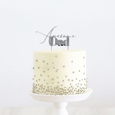SILVER METAL CAKE TOPPER AWESOME DAD