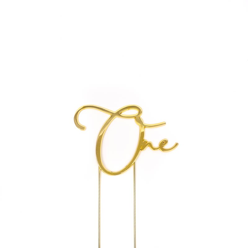 Gold METAL CAKE TOPPER ONE (First birthday)