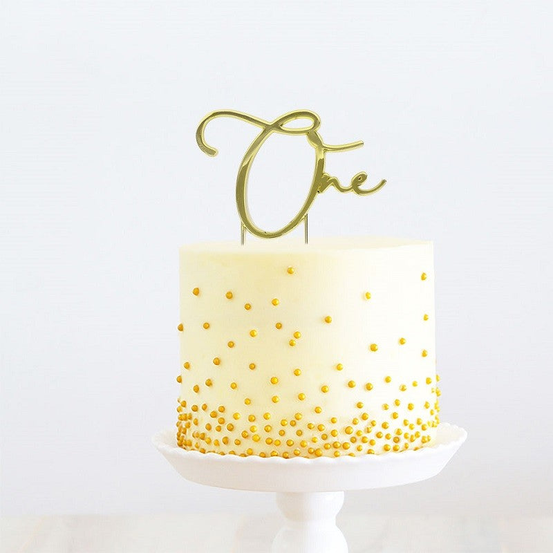 Gold METAL CAKE TOPPER ONE (First birthday)