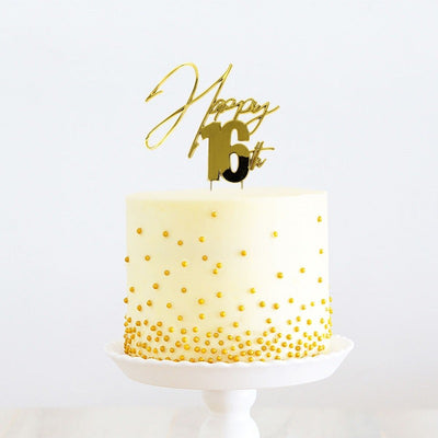 Gold METAL CAKE TOPPER HAPPY 16TH