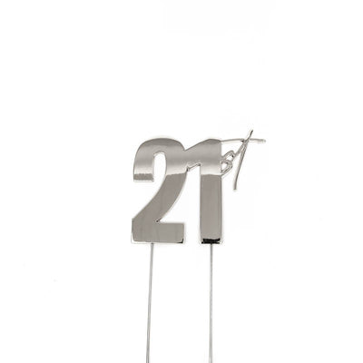 Silver METAL CAKE TOPPER 21st