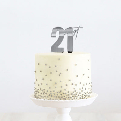 Silver METAL CAKE TOPPER 21st