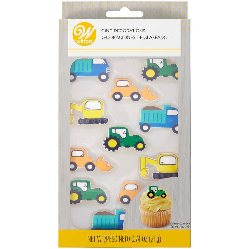 Royal icing decorations Trucks and construction vehicles