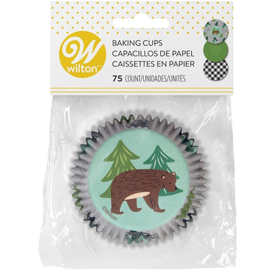 Bear tree and black gingham standard cupcake papers (75)