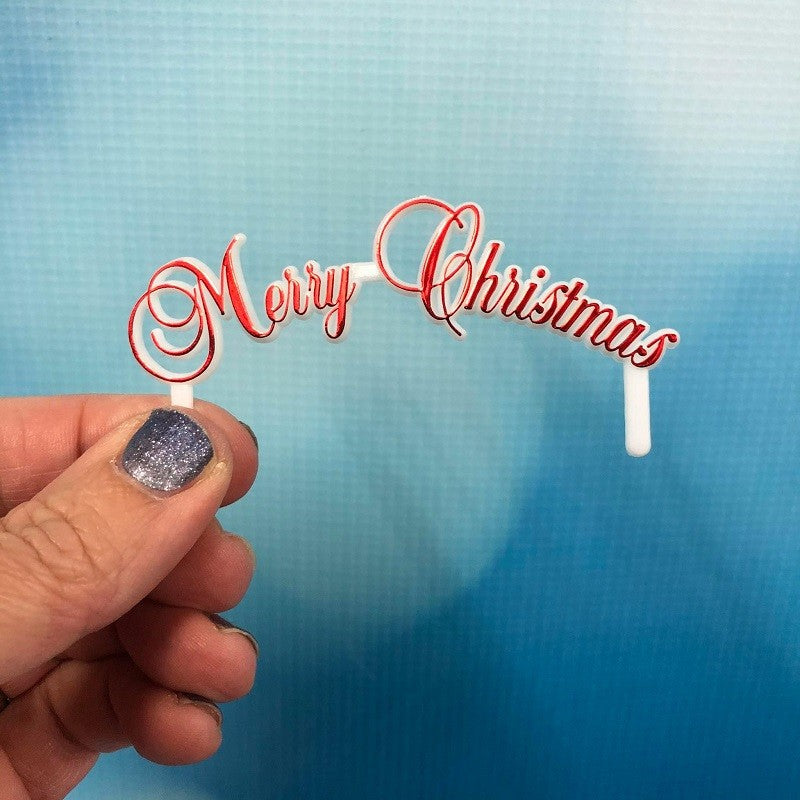 Merry Christmas arched pick plaque RED